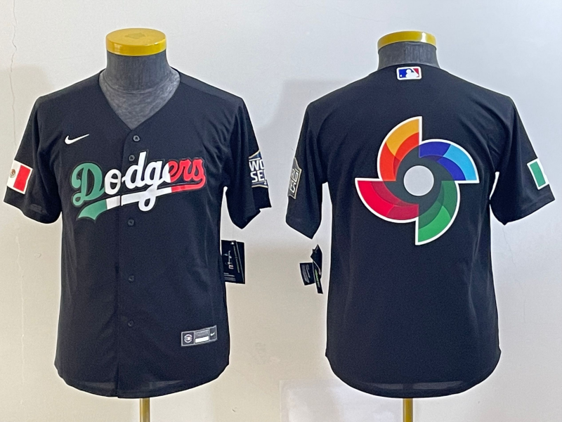 Youth Los Angeles Dodgers Black Team Big Logo Stitched Baseball Jersey Youth Los Angeles Dodgers Black Team Big Logo Stitched Baseball Jersey